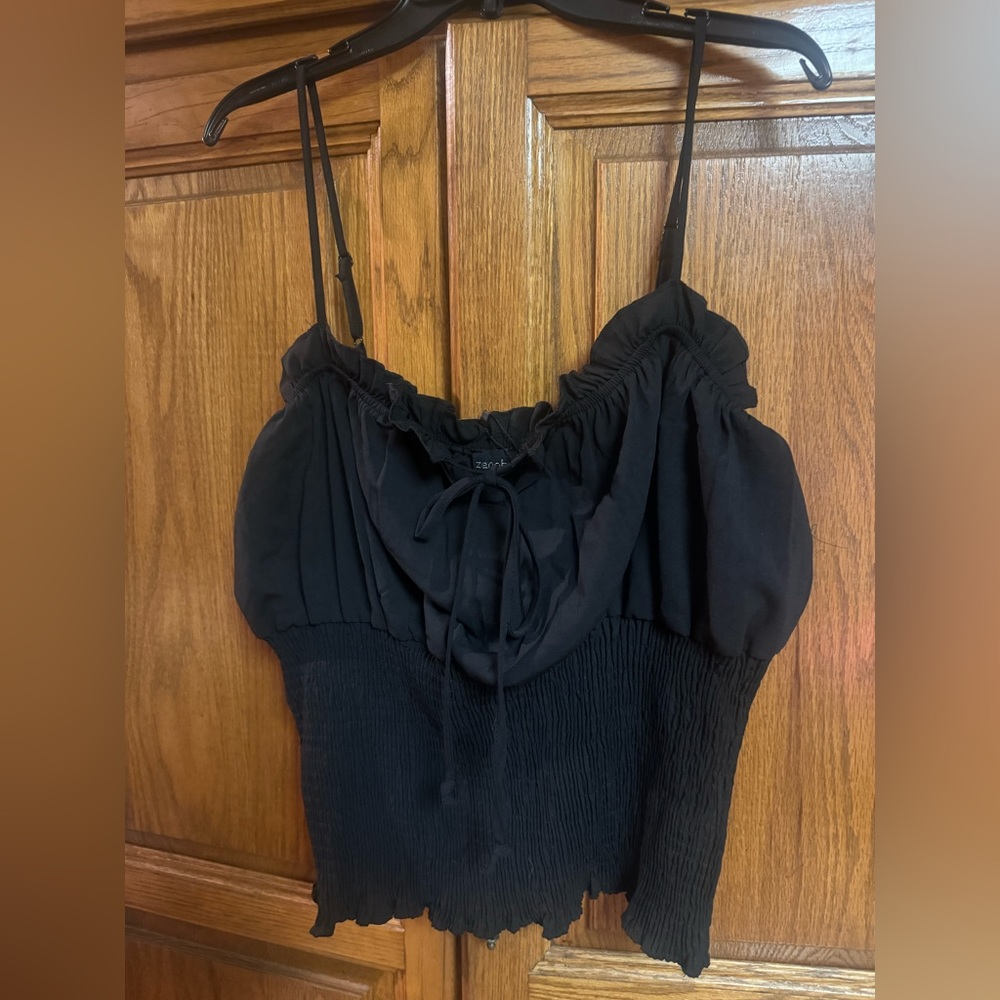 Zenobia crop top black tie up new with tags 3X so soft adorable on